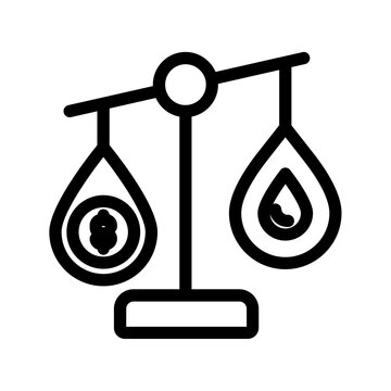 Oil drop and dollar sign on balance scale outline icon
