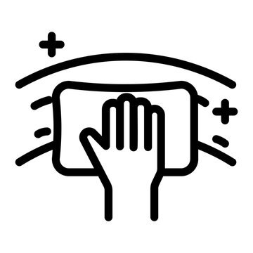 Hand wiping surface with cloth outline icon