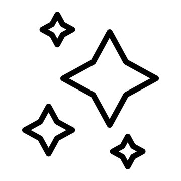 Four sparkling stars outline vector icon