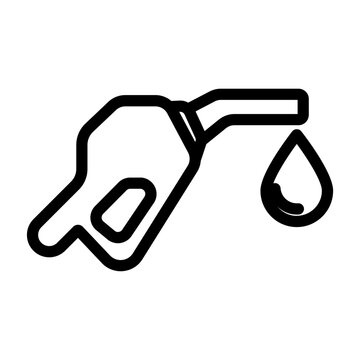 Gas pump nozzle with fuel drop line icon
