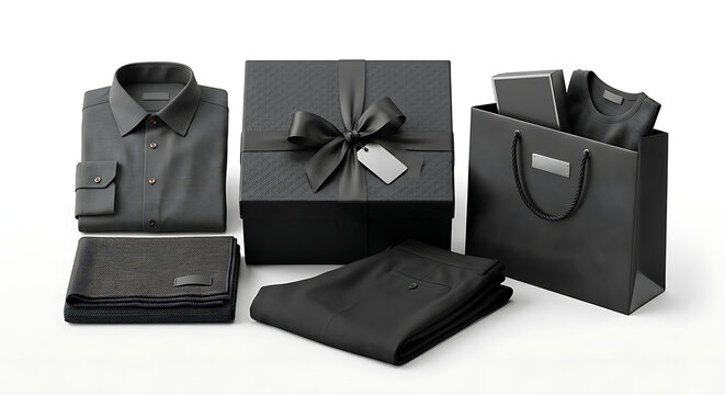 Black menswear and accessories gift set.