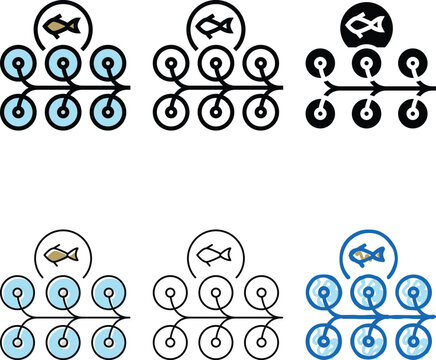farming salmon color icon mix vector. farming salmon sign. isolated symbol
