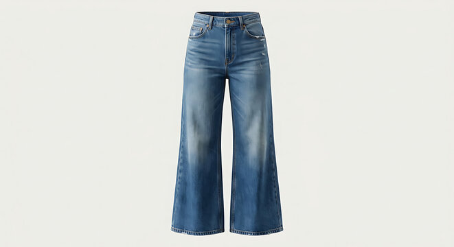 Blue Denim Wide Leg Fashion Jeans.