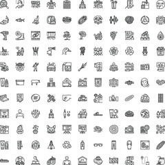 Fototapeta premium Large collection of various black and white thin line icons, illustrating common objects, abstract concepts, food, technology, business, and daily activities for modern design
