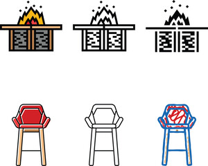 Obraz premium fire pit table outdoor furniture color icon vector. fire pit table outdoor furniture sign. modern isolated symbol