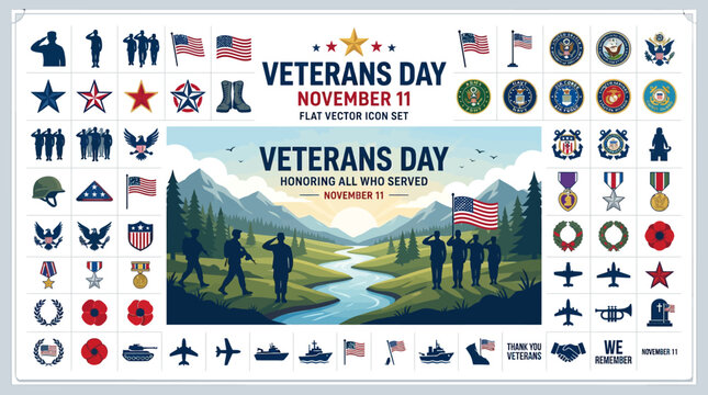 Veterans Day November 11th military emblems and logos