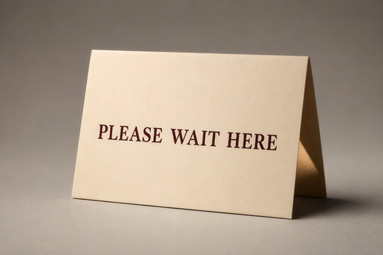 Please Wait Here Table Sign On Neutral Surface