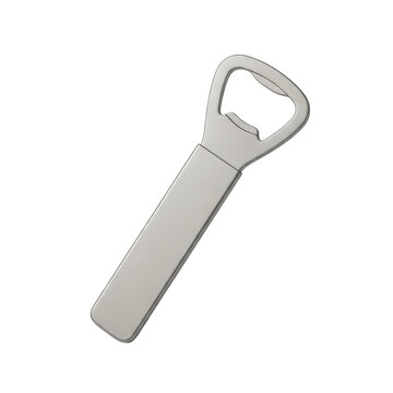 Silver metal bottle opener on transparent background high quality professional detailed