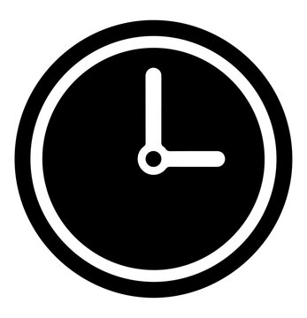 Bold circular clock icon with inverted design inverted silhouette deadline