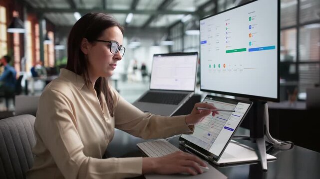 HR Manager Working On Payroll Software