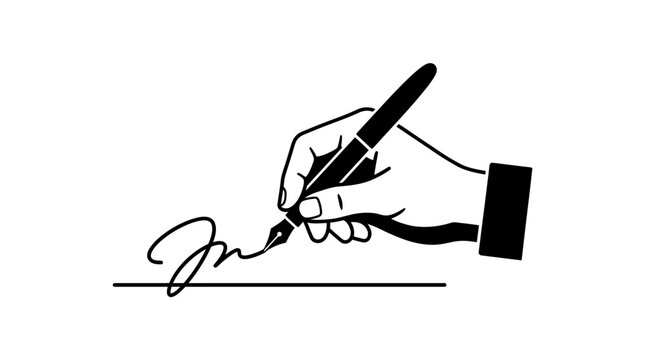 Hand Signing Document with Fountain Pen