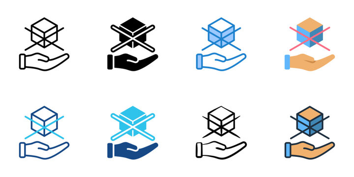 Non representational icons set multiple style collection. Editable stroke 
