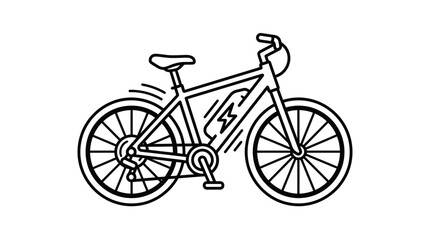 Obraz premium Corporate Minimalist Line Drawing of a Black and White Road Bike with Lightning Bolt Design on Frame