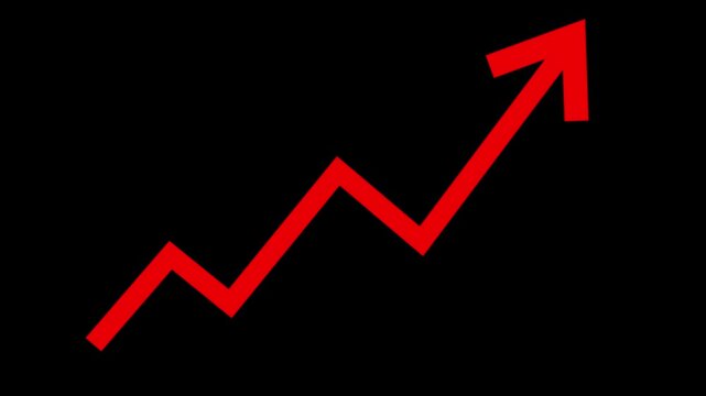 red arrow graph line chart moving up concept of stock market business growth transparent .