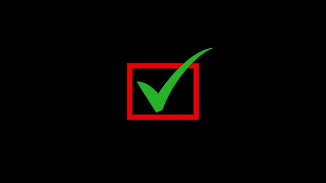 green checkmark in box ui android web ios app website design. yes and right symble.