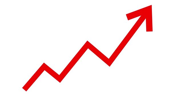 red arrow graph line chart moving up concept of stock market business growth transparent .
