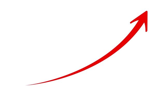 red curved graph with arrow file type. swipe arrow animation.