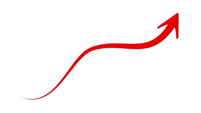 red curved graph with arrow file type. swipe arrow animation.