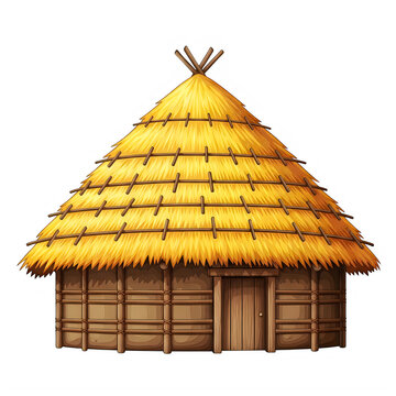 Simple traditional thatched roof hut illustration