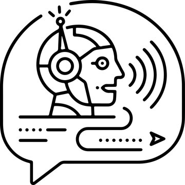 Artificial intelligence chatbot talking icon vector illustration with communication technology interface assistant