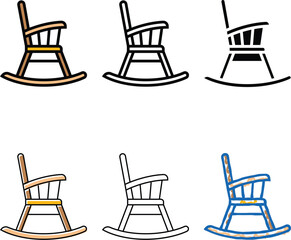 Obraz premium rocking chair outdoor furniture color icon vector. rocking looks chair outdoor furniture sign. isolated symbol