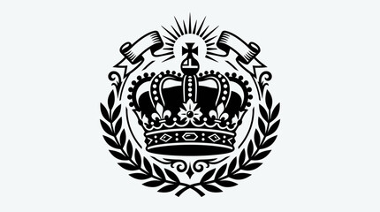 Obraz premium Royal Crown Emblem with Laurel Wreath and Sunburst