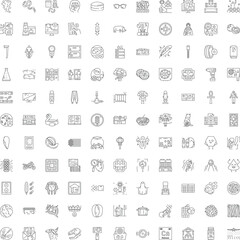 Fototapeta premium Large grid displaying a wide range of diverse line icons covering various business concepts, digital elements, scientific symbols, lifestyle objects, and abstract signs