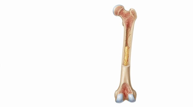 Anatomical section of a healthy human femur bone