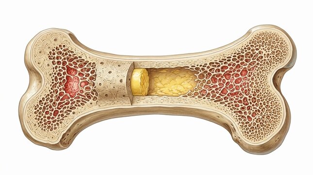 Detailed cross section showing internal bone layers