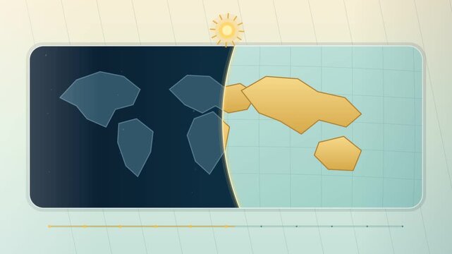 Sunlight Terminator Moving Across a Minimal World Map