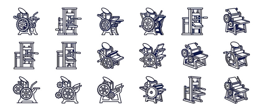 Vintage Printing Press Icons