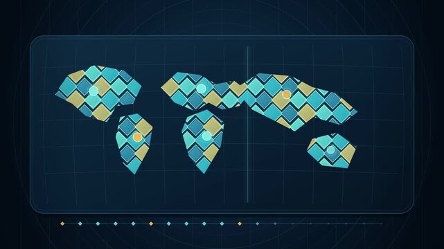 Geometric Tile Network Forming a World Map