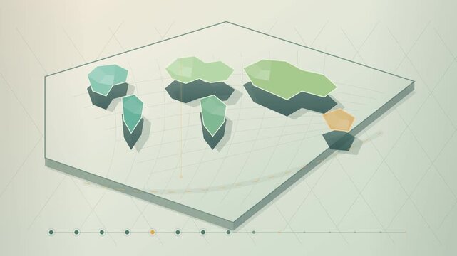 Low Poly World Map Rising from a Flat Surface