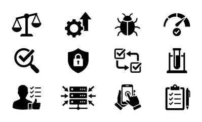 Fototapeta premium Quality Assurance Icons, Business Process Icons, Technology Icons, 12 Vector Elements for Digital Projects