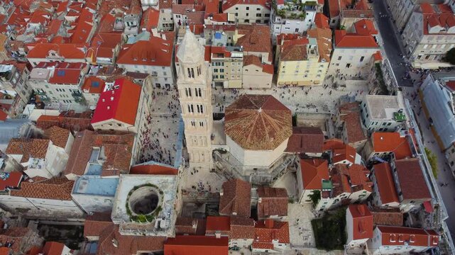 Aerial view of saint domnius cathedral in split, croatia