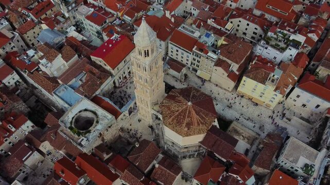 Aerial view of the cathedral of saint domnius in split, croatia
