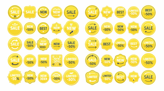 Yellow Sale, New & Best Offer Badges Collection - Marketing Labels