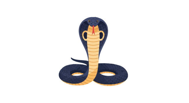 Front view of a king cobra with wide flared hood markings