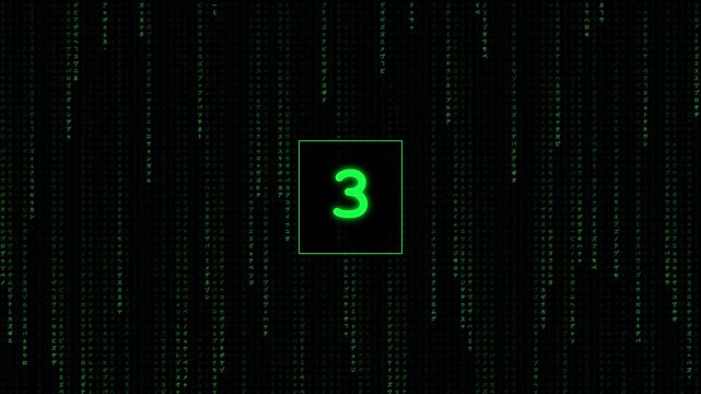 Digital code streaming down black background with green matrix number