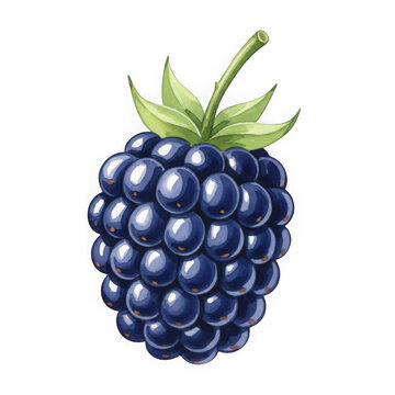 Pixel art blackberry with green leaves