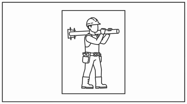 worker with laser level tool