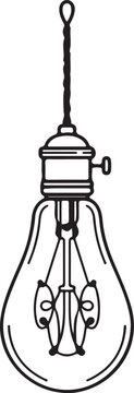 Hanging Vintage Edison Light Bulb Vector Icon