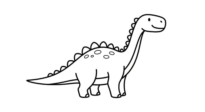 Long neck dinosaur line art illustration