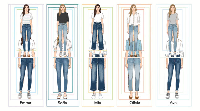 women wearing different jeans styles