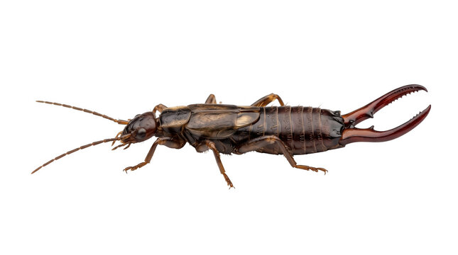 Brown earwig with pincers Insect, transparent, png, isolated white isolated on transparent background png