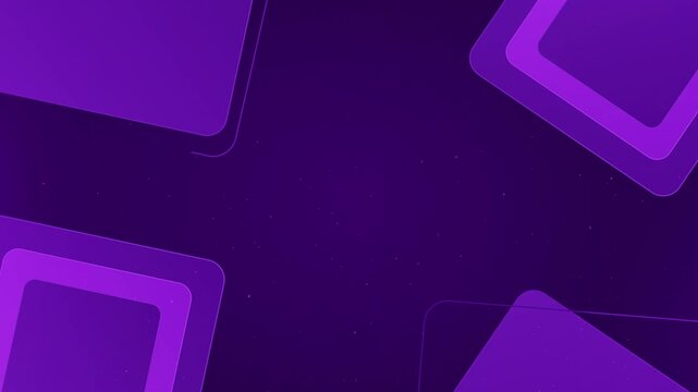 Abstract Purple Corporate Presentation Background with Soft Rotating Rounded Square Panels and Particle Dust Loop Animation.