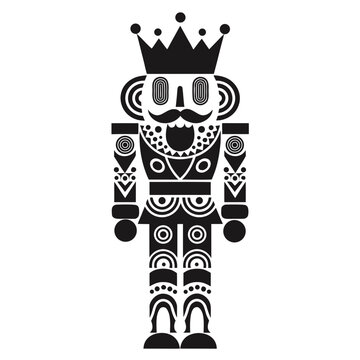 Black and white nutcracker, king nutcracker, decorative soldier, vector illustration