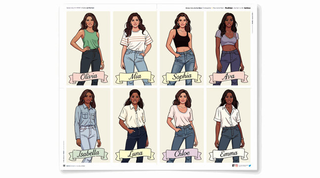 woman in different outfits and poses