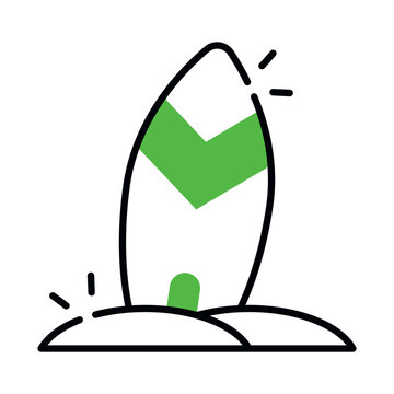 Adventure board icon, trendy design of surfboard