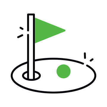 Flag with ball denoting concept of golf course
